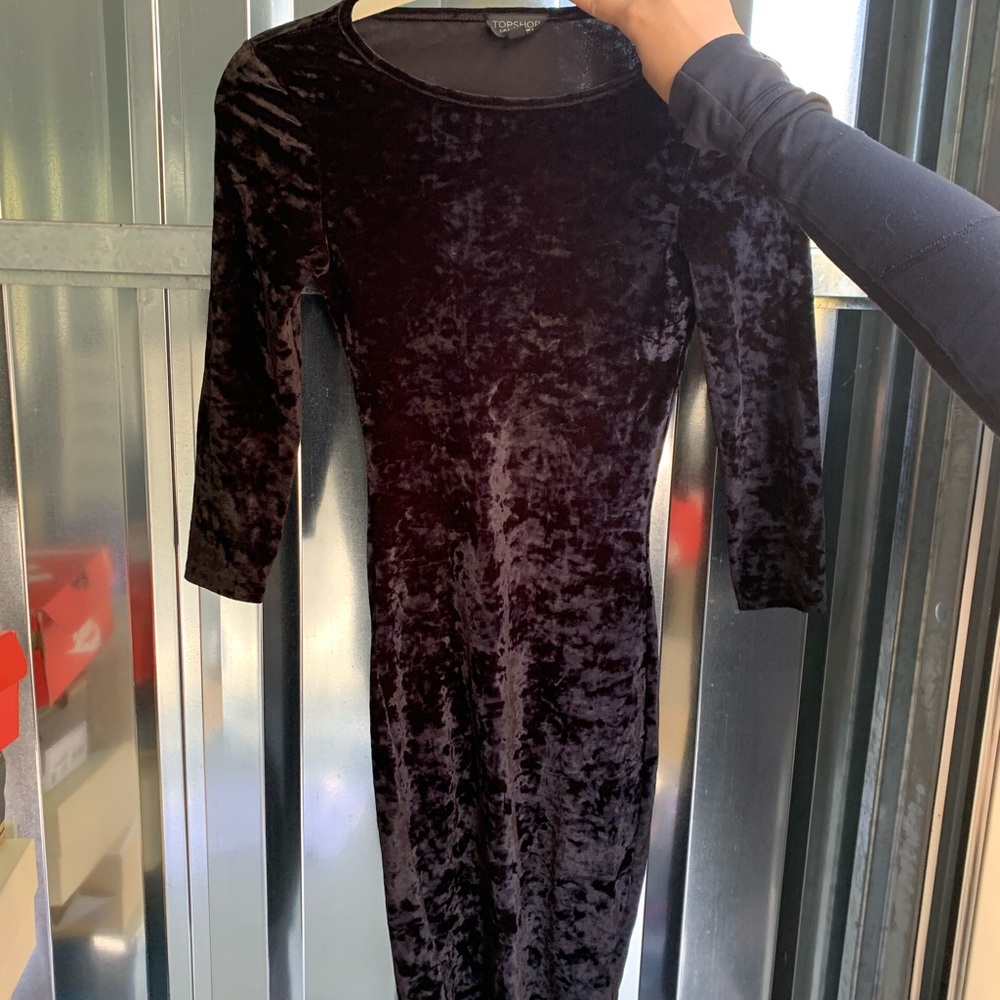 Velour Midi Black Dress SZ US 2